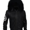 Unisex 8 Ball Black Varsity Bomber Parka Leather Jacket On Sale 510x638