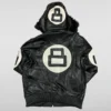 Unisex 8 Ball Multiple Colors Bomber Hooded Leather Jacket For Sale