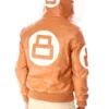 Unisex 8 Ball Orange Fur Hooded Leather Jacket 510x637