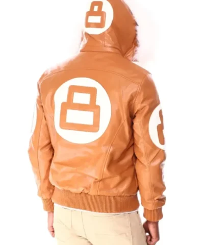 Unisex 8 Ball Orange Fur Hooded Leather Jacket 510x637