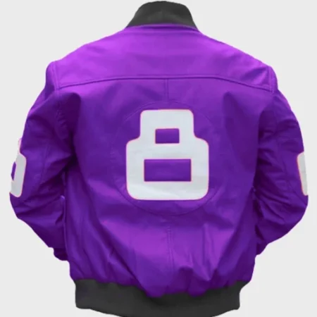 Unisex 8 Ball Purple Bomber Leather Jacket