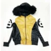 Unisex Khaki and White 8 Ball Fur Hooded Jacket On Sale 510x638