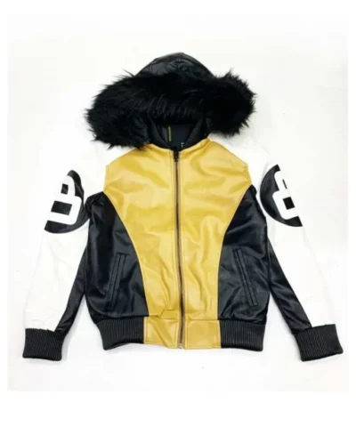Unisex Khaki and White 8 Ball Fur Hooded Jacket On Sale 510x638