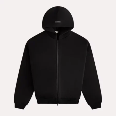 Unisex Kith Fear of God Black Fleece Zip Up Hoodie Front View