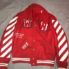 Varsity Off White Red Wool Jacket