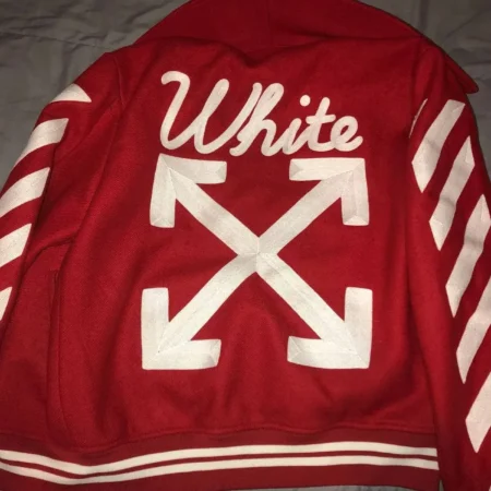 Varsity Off White Red Wool Jacket Back