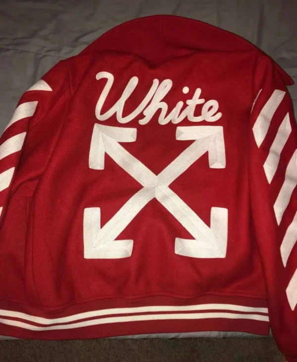 Varsity Off White Red Wool Jacket Back
