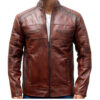 Vintage Cafe Racer Jacket Brown Riding Motorcycle Biker Leather 10461