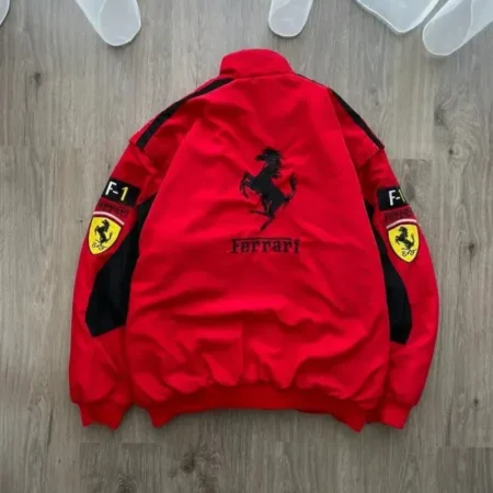 Vintage Ferrari Racing Red Jacket Back