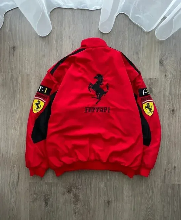 Vintage Ferrari Racing Red Jacket Back