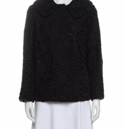 Vintage Persian Astrakhan Lamb Fur Black Winter Jacket webp