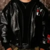 WWE Raw Is War Black Leather Jacket front