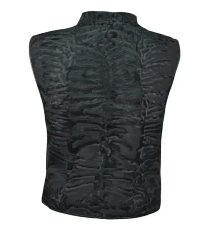 Warm Broadtail Persian Karakul Lamb Fur Winter Black Vest Waistcoat For Men And Women.webp