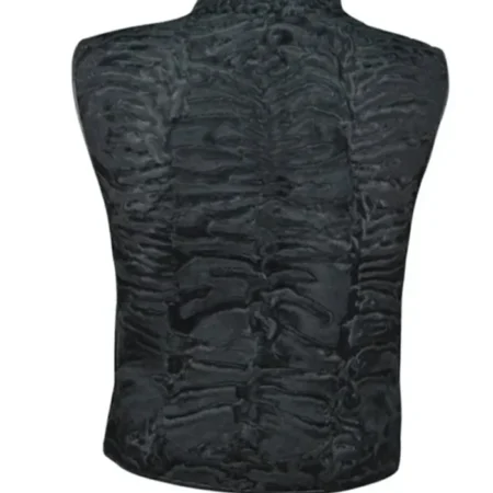 Warm Broadtail Persian Karakul Lamb Fur Winter Black Vest Waistcoat For Men And Women webp