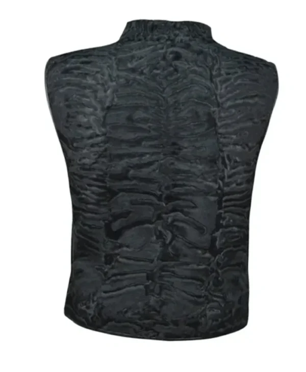 Warm Broadtail Persian Karakul Lamb Fur Winter Black Vest Waistcoat For Men And Women webp