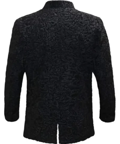 Winter Real Karakul Astrakhan Lamb Curly Fur Black Color Coat For Mens.webp