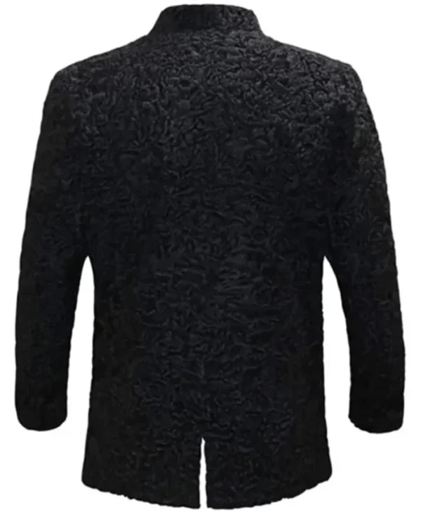 Winter Real Karakul Astrakhan Lamb Curly Fur Black Color Coat For Mens webp