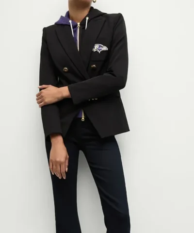 Women Baltimore Ravens Black Blazer Front 600x680