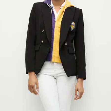 Women Minnesota Vikings Black Blazer Front