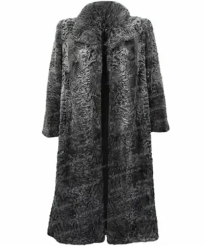 Women Persian Lamb Broadtail Fur Duster Black Long Coat.webp
