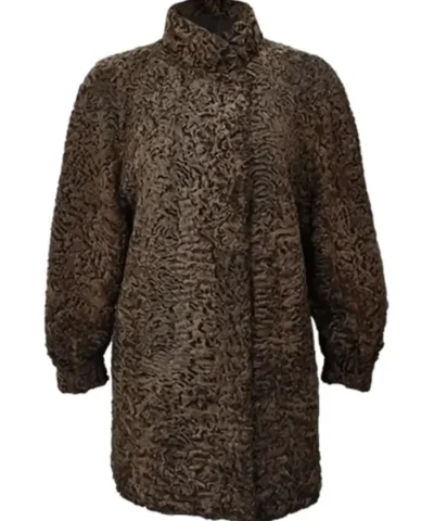Women Persian Lamb Swakara Broadtail Brown Fur Warm Coat.webp