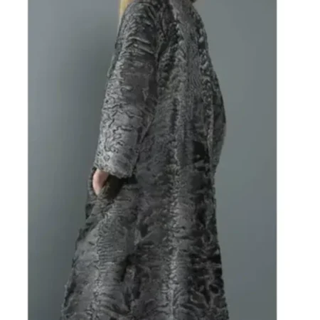 Women Real Persian Lamb Fur Trench Coat webp