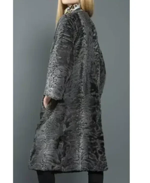 Women Real Persian Lamb Fur Trench Coat webp