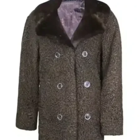 Womens Mink Collar Fur Persian Astrakhan Lamb Coat webp