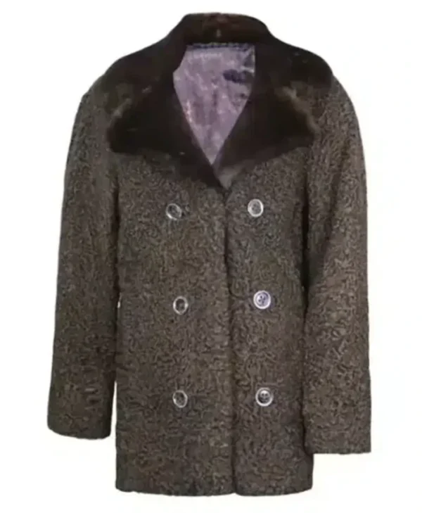 Womens Mink Collar Fur Persian Astrakhan Lamb Coat webp