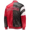 black tampa bay buccaneers leader varsity satin full snap jacket back