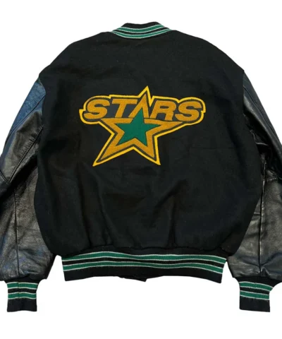 dallas stars 90s black varsity jacket