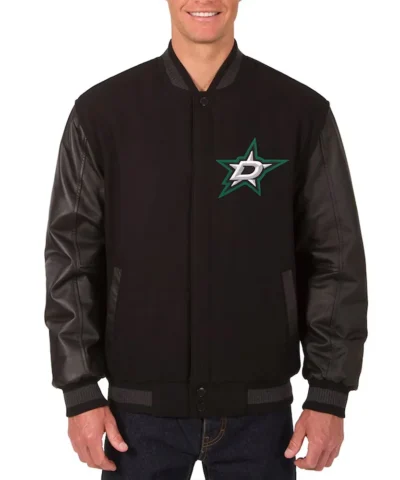 dallas stars black varsity jacket