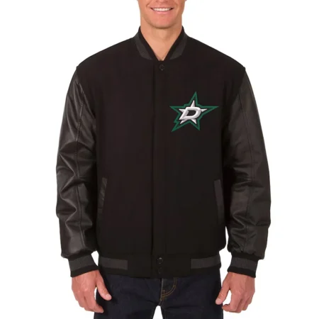dallas stars black varsity jacket