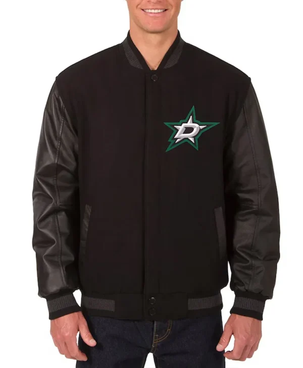 dallas stars black varsity jacket