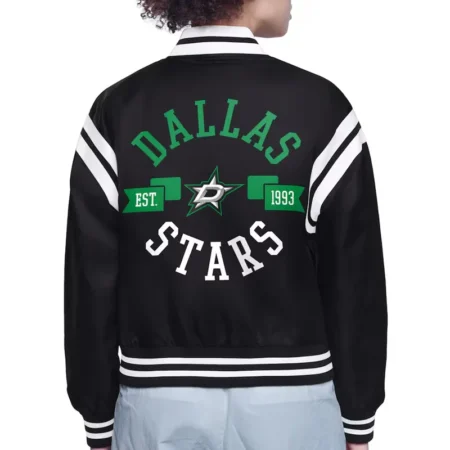 dallas stars printed logo varsity jacket
