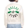 dallas stars printed logo varsity satin jacket