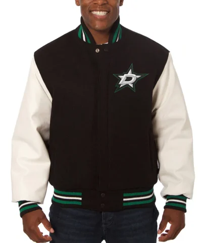 dallas stars varsity black and white jacket