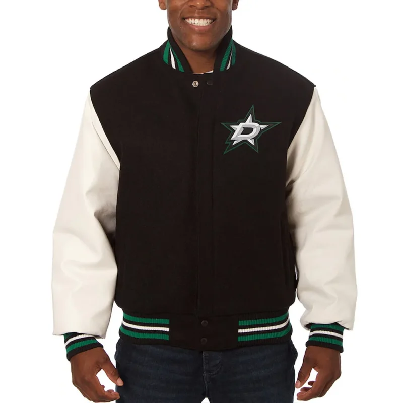 dallas stars varsity black and white jacket