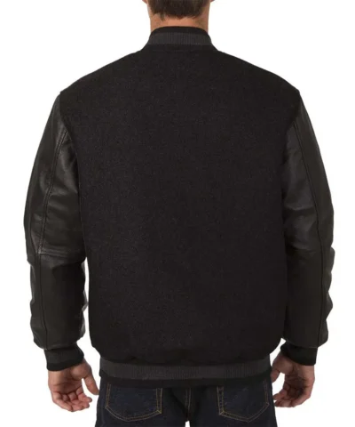 dallas stars varsity black wool leather jacket