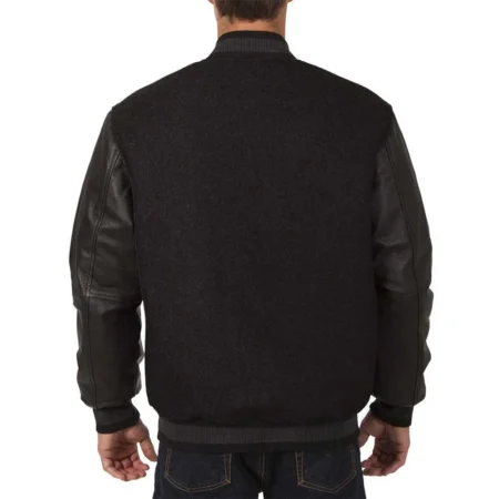 dallas stars varsity black wool leather jacket