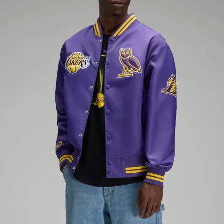 los angeles lakers ovo purple satin jacket