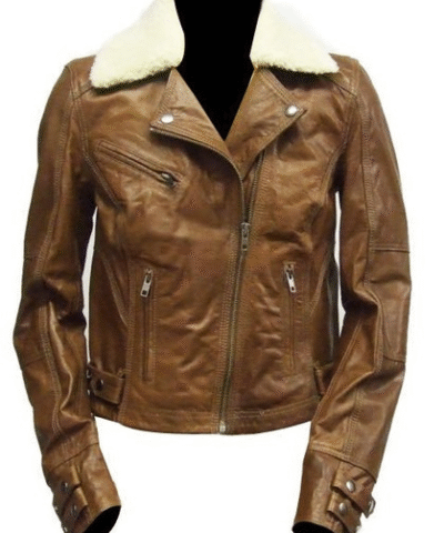 mens borg collar brown leather