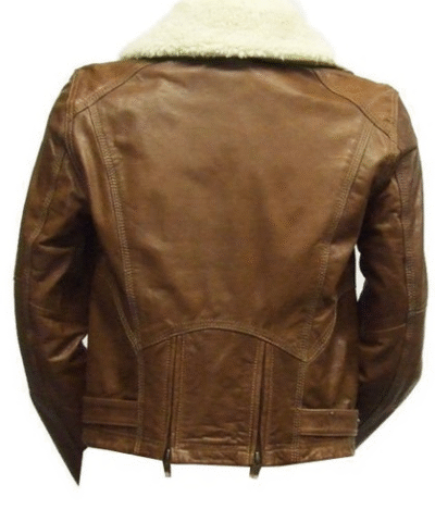mens borg collar brown leather back