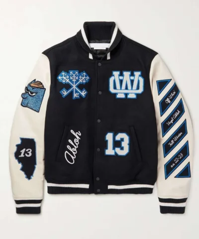 off white appliqued wool blend felt and leather varsity jacket.jpg