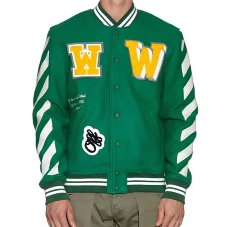 off white green varsity wool jacket jpg
