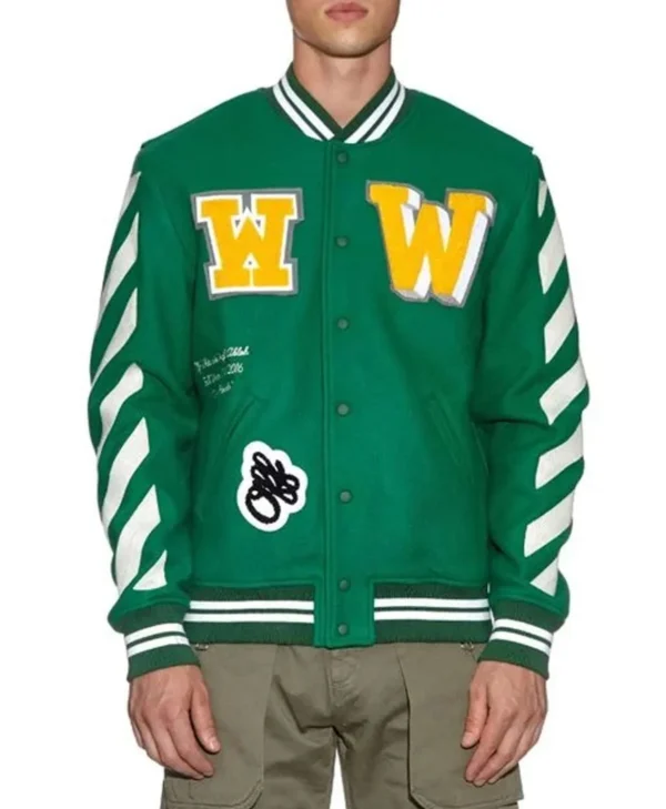 off white green varsity wool jacket jpg