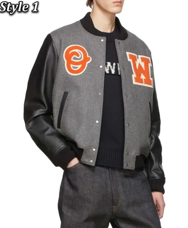 off white logo patch grey black varsity jacket jpg