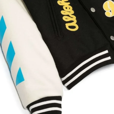 off white patch detail abloh black and white varsity jacket jpg