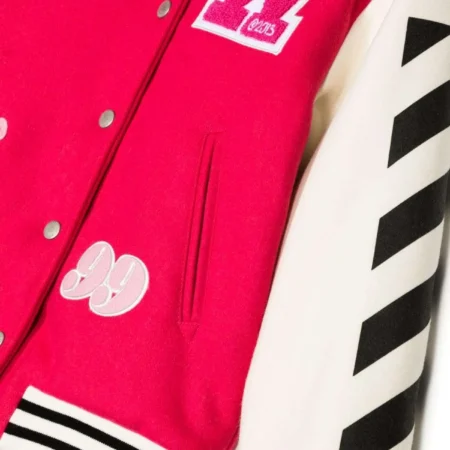 off white patch detail abloh red and white letterman jacket jpg