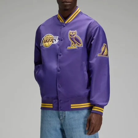 ovo los angeles lakers purple satin jacket